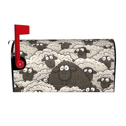 Willkommensbriefkasten-Ab deckung, Cartoon, schwarz-weiß, Schaf, magnetisch, für Urlaub, Briefkasten, Abdeckung für Zuhause, Outdoor, Garten, dekorativ