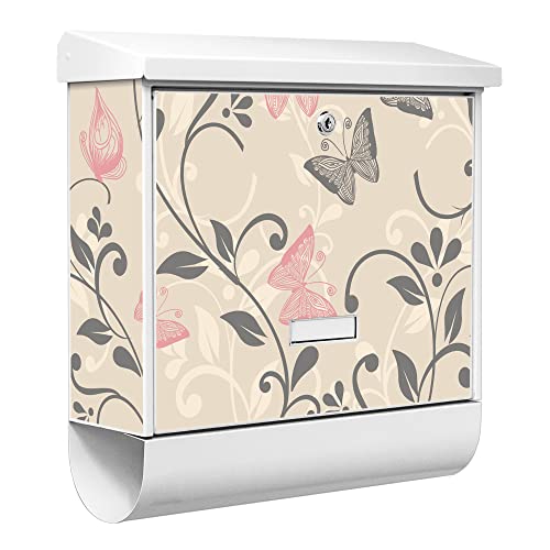 banjado® Burgwächter Briefkasten Weiß 38x39x12cm mit Motiv Erwachen/Briefkasten mit Zeitungsfach/Briefkasten mit Zeitungsrolle/Postkasten inkl. Montagematerial & 2 Schlüsseln