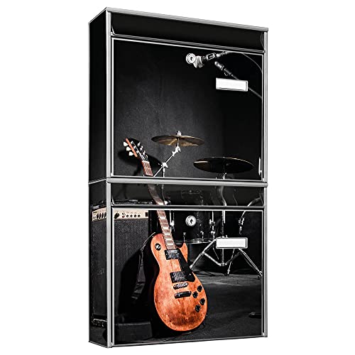 banjado® Briefkastenanlage 2 Fach 36x64x10cm mit Motiv/Briefkasten groß mit Namensschild/Postkasten A4 Einwurf inkl. Montagematerial & je 2 Schlüsseln/Briefkasten ohne Zeitungsfach