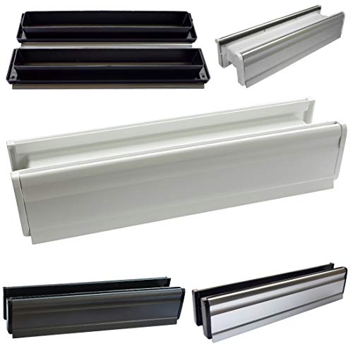 Aluminium-Briefeinwurf-m. Schacht-Nr.3-365 x 80 mm-Briefkasten-Briefschli tz-Briefklappe (365 x 80 mm, Aluminium weiß, Kanten weiß)