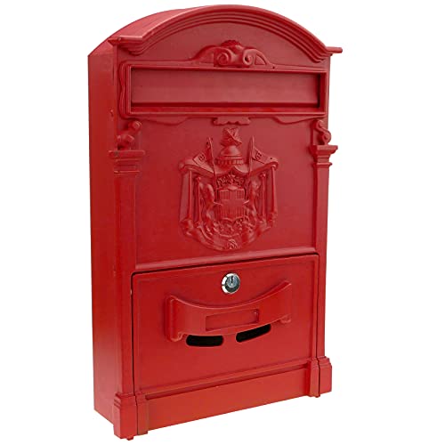 PrimeMatik - Briefkasten Postkasten Retro Antik Vintage metallische Schwarze rot für wallmount