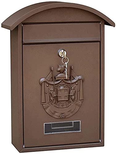 lpzsmd briefkasten anthrazit postkasten Pfosten für Briefkästen mit Schlüsselschloss Metall Großer Briefkasten Büro Kommentar Briefeinwurf Briefkasten Briefkasten 1008(Color:Brown)