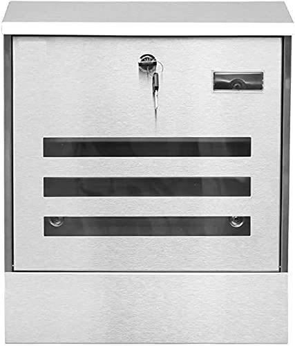 An der Wand befestigter wasserdichter an der Wand befestigter Briefkasten Edelstahl-Briefkasten mit Absperrung mit Entnahmetür 2 Schlüsseln und Zeitungsfach Briefkasten außen abschließbar