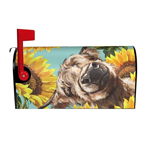 Briefkasten-Abdeckung, Kuh mit Sonnenblumen, wasserdicht, für Standardgrößen oder große Briefkästen 64,8 x 53,3 cm