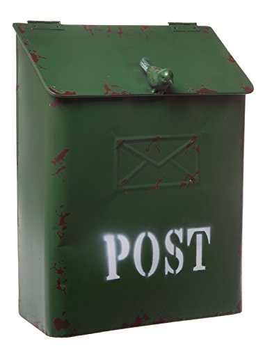 Country Cottage Briefkasten aus Metall, mit Vogelmotiv, rustikaler Stil, klein, Weiß