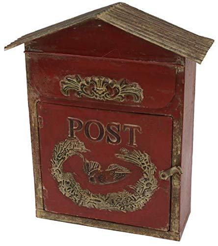 Vintage Home Nostalgischer Briefkasten DIFFESO Rot H40cm Zeitungskasten Briefbox Antik im französischen Stil