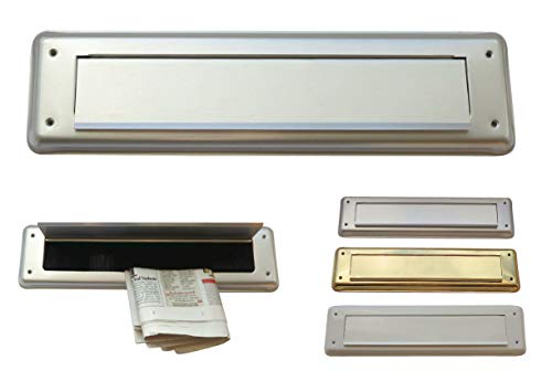 Innenklappe-für die Türinnenseite-Aluminium- Briefeinwurf-Mit Bürste-Briefklappe-Brief schlitz (Aluminium goldfarbig eloxiert (wie Messing), 345 x 95 mm)