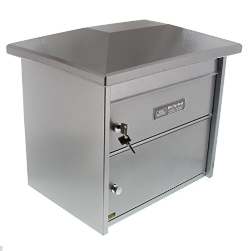 Burg-Wächter Großraum-Briefkasten mit überstehendem Dach, DIN- B4 Einwurf-Format, EU Norm EN 13724, Europa 732 Si, Silber