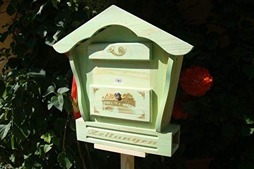 Briefkasten, Holzbriefkasten mit Holz - Deko HBK-SD-MOOSGRÜN aus Holz XXL moosgrün grün Briefkästen Postkasten Spitzdach