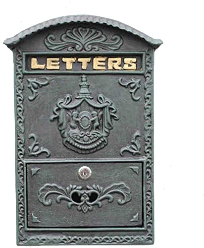 THj Briefkasten Gusseisen Handwerk Dunkelgrün Wandmontiert Grünes Logo Briefkasten Briefkasten Briefkasten Schmiedeeisen Briefkasten Dekorationen Sicherheitsbriefkasten