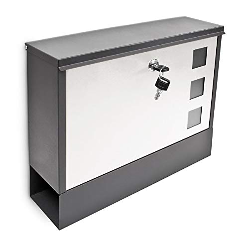 Design Briefkasten Metall 36x30cm Schwarz-Weiß