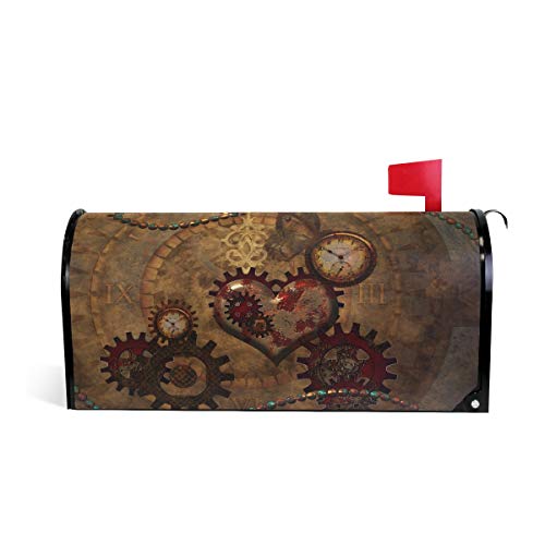 Linomo Magnetbriefkasten Abdecku ng, Retro Herzform, Getrieberad,, Umschlag für Haus, Garten, Hof, Außendekoration, für übergroße Größe 63,5 x 53,3 cm