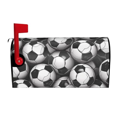 Willkommensbriefkasten-Ab deckung, schwarz-weiß, Fußball-Muster, magnetische Briefkasten-Abdeckung, dekorativer Urlaub, Briefkasten, Abdeckung für Zuhause, Outdoor, Garten, dekorativ