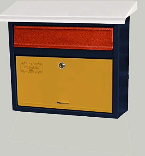 Vintage-Style Design Briefkasten, Motiv mit WETTERSCHUTZ, farbig z.B. weiss grün schwarz blau gelb rot grau metallic, Zeitungsrolle Metall, groß, Metall mit Lackierung, Katalogeinwurf,