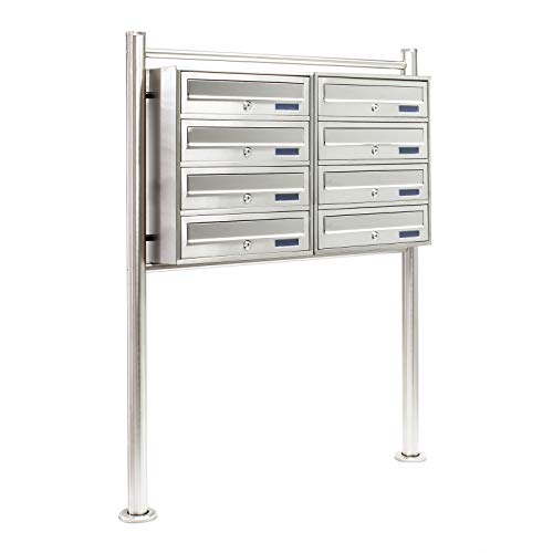 8er Briefkastenanlage Edelstahl Postfach 2x4 Brieffächer Standbriefkasten Postkasten