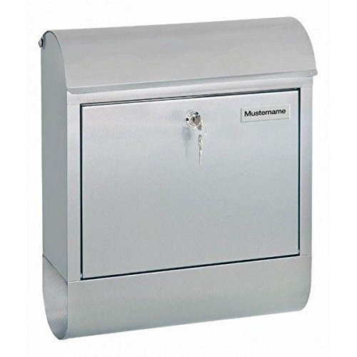 Rottner Edelstahl Briefkasten Rondello Mailbox, INOX, Rostfreier Postkasten, Briefkasten-Set mit Zeitungsrolle, Namensschild