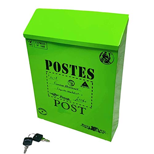 Briefkästen für Außenpostkästen, Wandmontage, antiker amerikanischer Retro-Postkartenkasten, Mehrzweck-Briefkasten, regensicherer Briefkasten (Farbe: Grün)
