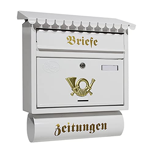 Briefkasten Postkasten Zeitungsrolle Katalogeinwurf Antik Nostalgie Weiß T5-T