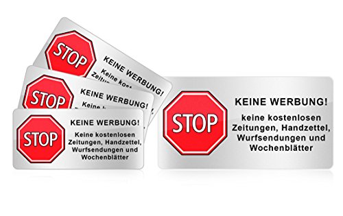 peha Briefkasten Aufkleber aus Folie - SET  STOP KEINE WERBUNG , Wetter&Schmutz beständig (4-teilig)
