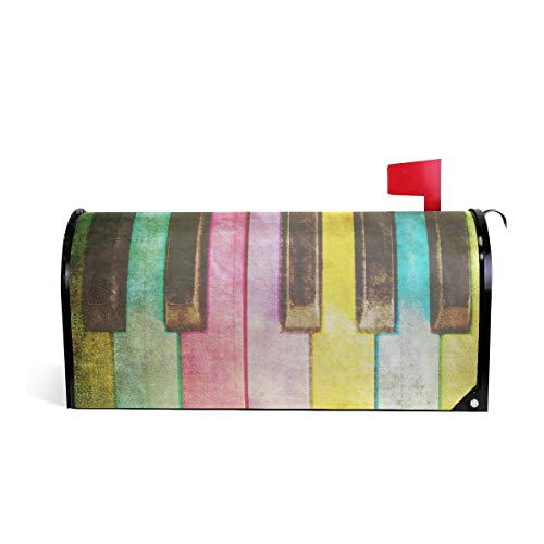 Linomo Magnetischer Briefkasten-Abdeckung, bunt, Klavierschlüssel, Briefkasten, Briefkasten, Abdeckung für Haus, Garten, Hof, Außendekoration, für Übergröße 63,5 x 53,3 cm
