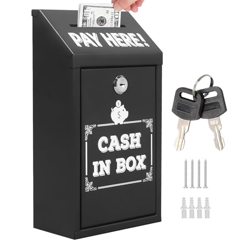 Abstimmungsspende mit Verriegelung: Sichere Geldsammelbox aus Metall mit Schlüsselschlitz | Wandmontierter Briefkasten-Organizer für wohltätige Spendenaktionen, Arbeitsplatten