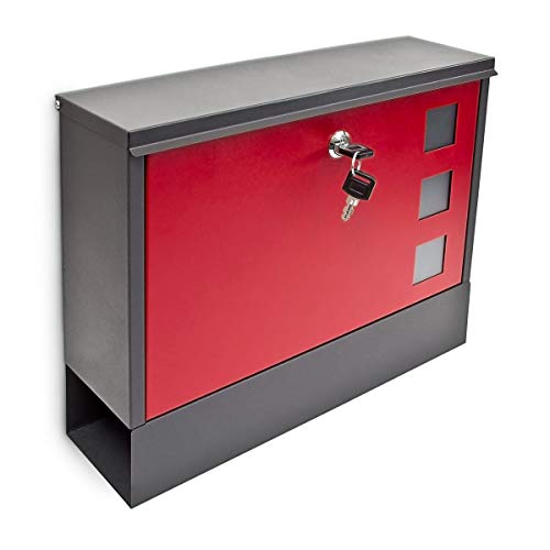 Design Briefkasten Metall 36x30cm Schwarz-Rot