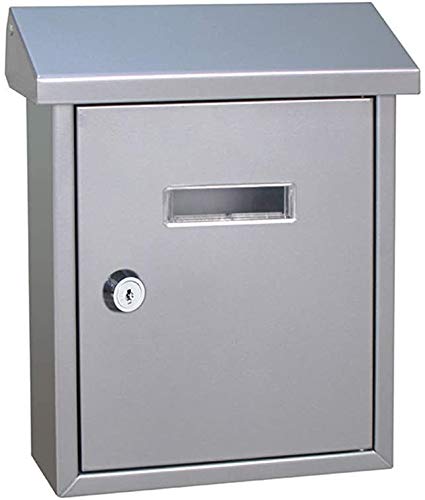 Awningcranks Top-Loading Steel Post Box Wandmontage Briefkästen Postfach in Anthrazit Wandmontage Classic Premium Mailbox Abschlussbare wasserdichte Mailboxen Briefkasten 1107 (Color : Silver)