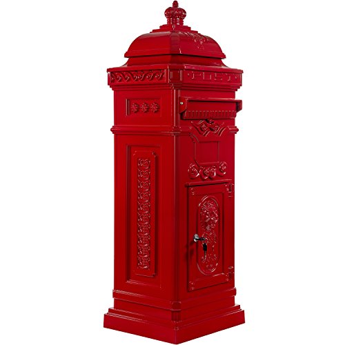 Maxstore STILISTA Antiker Standbriefkasten 102 cm, Aluminium, Farbwahl, Rot