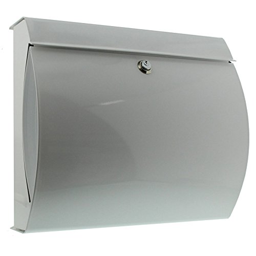 Burg-Wächter Briefkasten mit Zeitungsfach ohne Namensschild, Verzinkter Stahl, Einwurf-Format DIN C4, Inkl. 2 Schlüssel, Verona 844 W, Weiß (ähnlich RAL 9016)