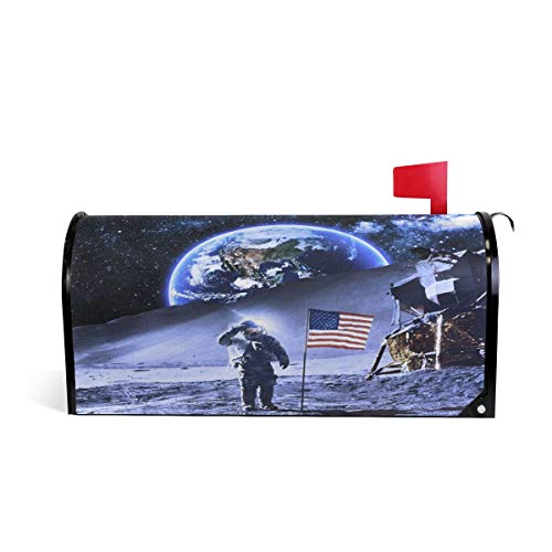Linomo Magnetischer Briefkasten-Abdeckung, Weltall, Amerikanische Flagge, Briefkasten, Umschlag für Zuhause, Garten, Hof, Außendekoration, für übergroße Größe 63,5 x 53,3 cm