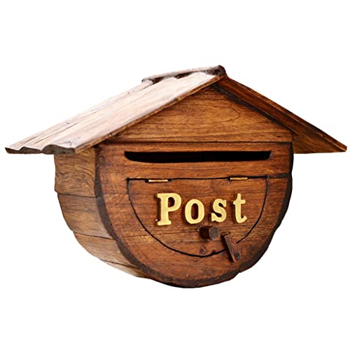 MGCtech Wandbriefkasten, Briefeinwurf- & Sammelboxen Aus Holz, Kleiner Briefkasten Mit Metallworten, Für Einlagen Nach Geschäftsschluss, Zahlungen, Schlüssel (Color : Brown)