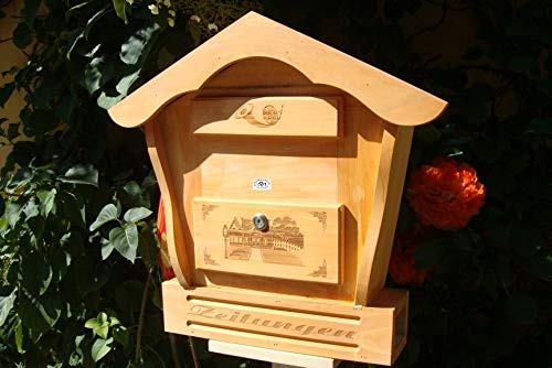 Toller Briefkasten, Holzbriefkasten HBK-SD-HELLBRAUN aus Holz in amazon hellbraun braun Briefkästen Postkasten Spitzdach