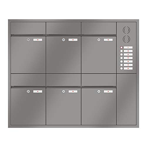 RENZ/Plan / 6er Unterputz-Briefkastenanla ge Einbau-Briefkasten mit Sprechfeld/RAL-Farbe/Volu men 21 L/Dein-Briefkasten.de