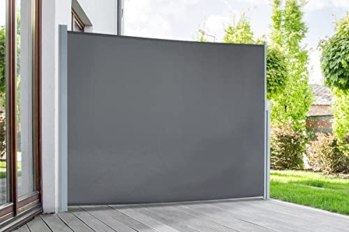 empasa Seitenmarkise Start 2.0 Sichtschutz Sonnenschutz Windschutz Markise ausziehbar für Garten, Balkon und Terrasse, mit Standfuß, Farbe:anthrazit, Groesse:200 x 300 cm