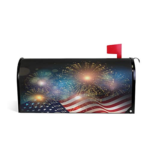 BIGJOKE Briefkasten-Abdeckung mit amerikanischer Flagge und Feuerwerk, magnetisch, für Zuhause, Garten, Hof, Dekoration