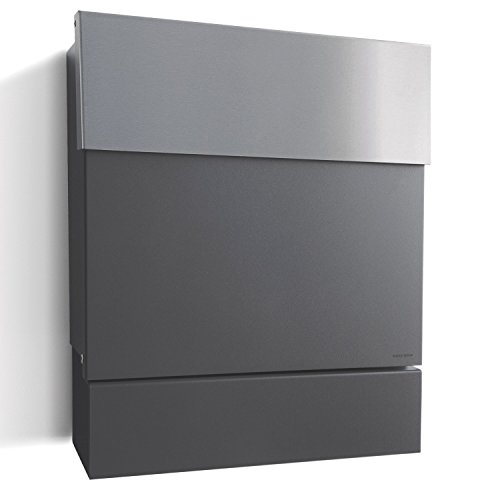 Letterman 5 Briefkasten anthrazit mit Edelstahlklappe - radius design - exklusiv