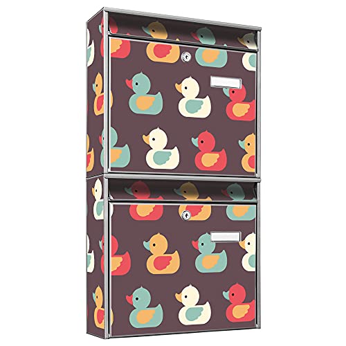 banjado® Briefkastenanlage 2 Fach 36x64x10cm mit Motiv/Briefkasten groß mit Namensschild/Postkasten A4 Einwurf inkl. Montagematerial & je 2 Schlüsseln/Briefkasten ohne Zeitungsfach