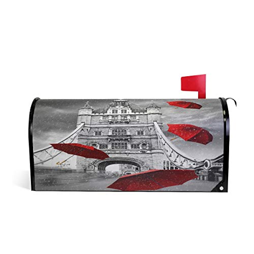 BIGJOKE Regenbogen-Frankreich-Eif felturm mit rotem Regenschirm, magnetischer Briefkasten-Abdeckung für Briefkasten, Briefkasten-Abdeckung für Zuhause, Garten, Hof, Dekoration