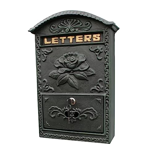 Wandmontierter Briefkasten Aus Metall Mit Floraler Prägedekoration, Vintage-Briefkasten, Wandbriefkästen for Den Außenbereich