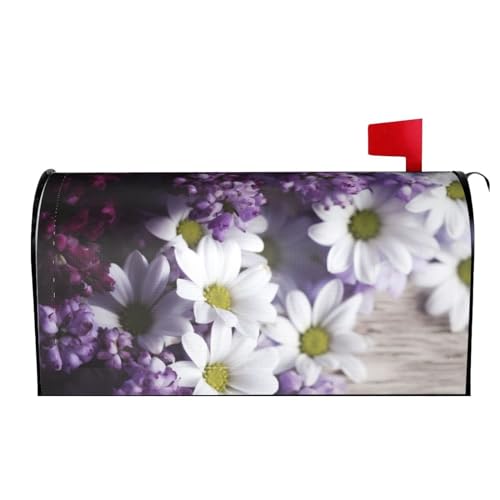 Magnetische Briefkastenabdeckung für Frühling und Sommer, violett-weiße Blumen, Briefkasten-Dekoration, Briefkasten-Abdeckung für Garten, Hof, Außenbereich, Willkommensdekoration, 53,3 x 45,7 cm