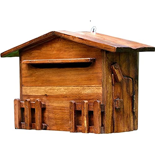 Outdoor Briefkasten Haus Briefkasten Outdoor Briefkasten Cafe Dekorative Milch Vorschlagsbox Briefkasten Antik-Stil Design (Farbe: Braun, Größe: 14 x 40 x 24 cm)