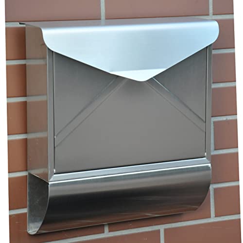 HardwareStore Designer Briefkasten Wandbriefkasten Postkasten mit Zeitungsrolle Zeitungsfach (Edelstahl), L