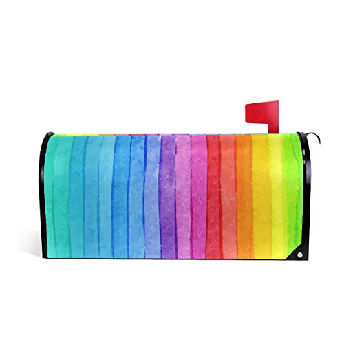 Linomo Briefkastenabdeckung, magnetisch, bunt, Regenbogenfarben, Briefkasten-Abdeckung, für Zuhause, Garten, Hof, Außendekoration, für Übergröße 63,5 x 53,3 cm