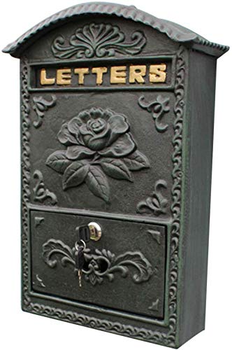 XD Designs Antiker Briefkasten, Briefkasten im englischen Stil, Aluminiumguss mit Dach