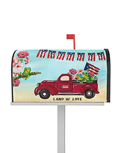 Briefkastenabdeckungen Magnetische Standardgröße Land of Love Puerto Rico Flagge LKW Frosch wasserdichte Briefkasten Wrap Post Briefkasten Abdeckung für Garten Hof Outdoor Dekorationen 53,3 x 45,7 cm