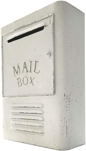 Wandmontierte Briefkästen, weißer Briefkasten aus Gusseisen, rechteckige Briefkastenpfosten, Briefkästen im Vintage-Stil, Briefkasten for den Außenbereich, Heimdekoration