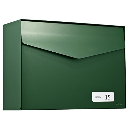 MEFA Briefkasten Letter (113) Moosgrün semi mat Namenschild RAL 6005 Wandbriefkasten