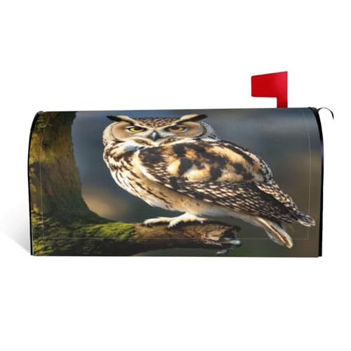 Süße braune Cartoon-Eulen-Druck, Briefkasten-Abdeckung, vielseitig, Garten, Outdoor, Hof, Dekoration, Briefkastenabdeckung mit Magnetstreifen
