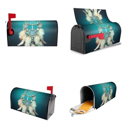 Weißer Traumfänger-Federdruck, magnetische Briefkastenabdeckung, wasserdicht, Standardgröße, 53,3 x 45,7 cm, Briefkasten-Abdeckung, für Frühling, Sommer, Briefkasten-Abdeckung für Zuhause, Garten,