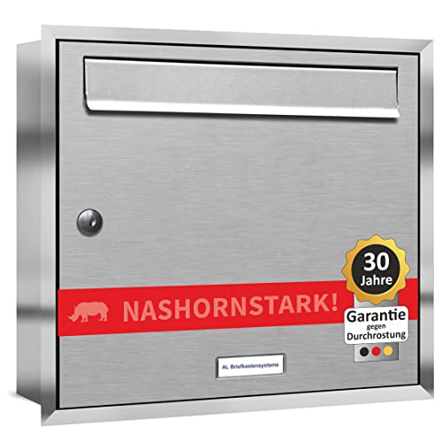 AL Briefkastensysteme 1er Unterputzbriefkasten, Briefkastenanlage 1-Fach modern, Edelstahl Postkasten